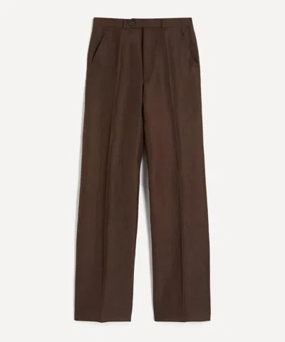 Husbands Mens Tobacco Flared Linen Twill Trousers In Brown