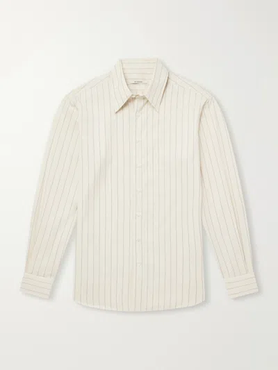 Husbands Striped Cotton And Lyocell-blend Poplin Shirt In Neutral