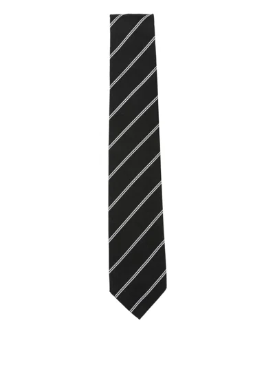 Husbands Striped Silk Tie In Black