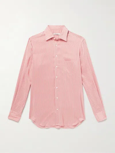 Husbands Striped Silk-poplin Shirt In Pink
