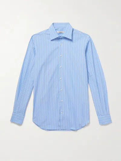 Husbands Striped Supima Cotton-poplin Shirt In Blue
