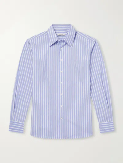 Husbands Striped Supima Cotton-poplin Shirt In Blue