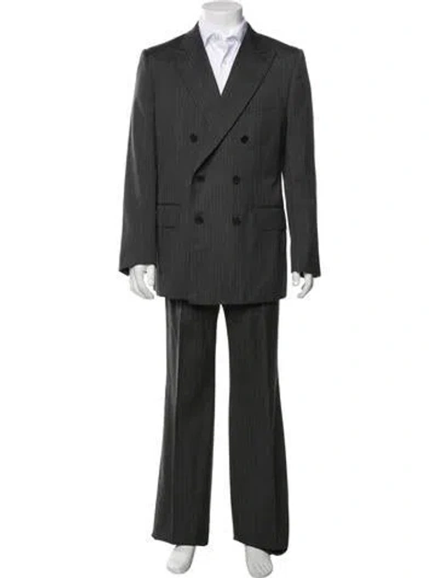 Pre-owned Husbands Wool Striped Two-piece Suit W/ Tags In Green