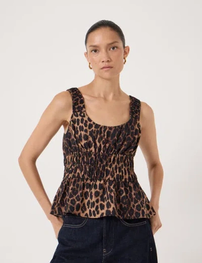 Hush Air Flow Gathered Straps Top In Animal Print