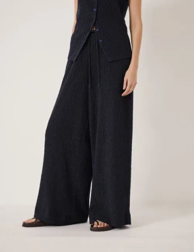 Hush Aria Textured Jersey Wide Leg Pants In Blue