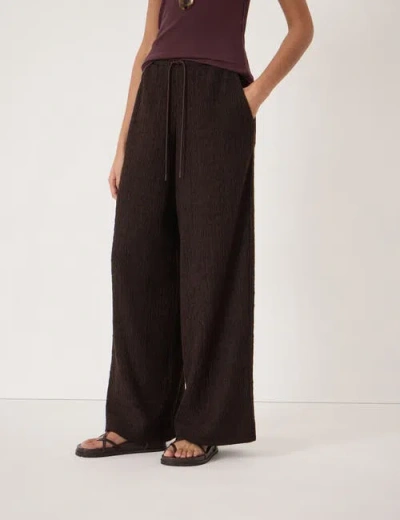Hush Aria Textured Jersey Wide Leg Pants In Brown