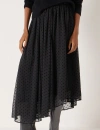 Hush Asymmetrical Flocked Spot Skirt In Black