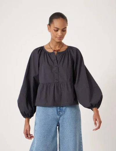 Hush Beck Cotton Peplum Blouse In Black