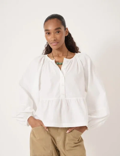 Hush Beck Cotton Peplum Blouse In White