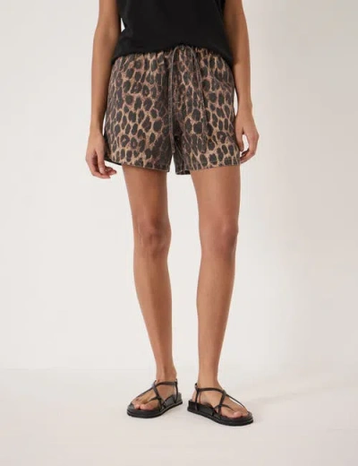 Hush Betty Leopard Pull On Denim Shorts In Brown Leopard Print