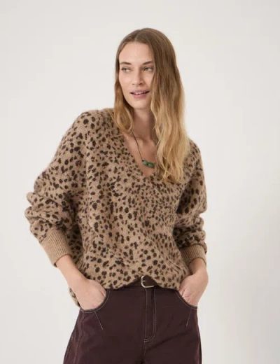 Hush Betty Wool Blend Patterned Wrap Jumper In Brown