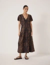 Hush Bronte Pleated Air Flow Midi Dress In Brown