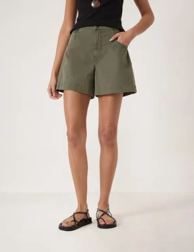 Hush Bryce Mid Rise Wide Leg Shorts In Green