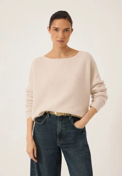 Hush Bryony Slash Neck Ribbed Jumper In Neutral
