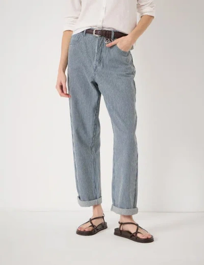 Hush Button Fly Stripe Boyfriend Jeans In Blue