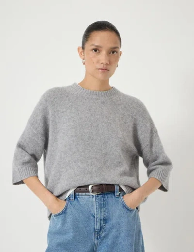 Hush Cherrie Chunky 100% Cashmere Tee In Gray