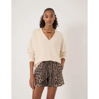 Hush Cleo V-neck Cotton Sweatshirt In Brown
