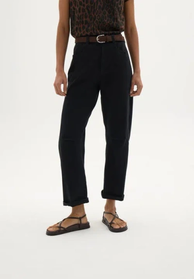 Hush Cordi Warm Twill Barrel Leg Trousers In Black