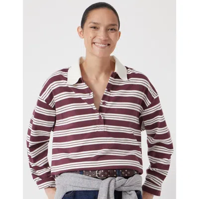 Hush Cotton Striped Polo Top In Brown