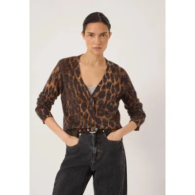 Hush Cynthia Leopard Print Knitted Cardigan In Brown