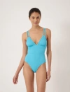 Hush Dina Crinkle Double Strap Swimsuit In Blue