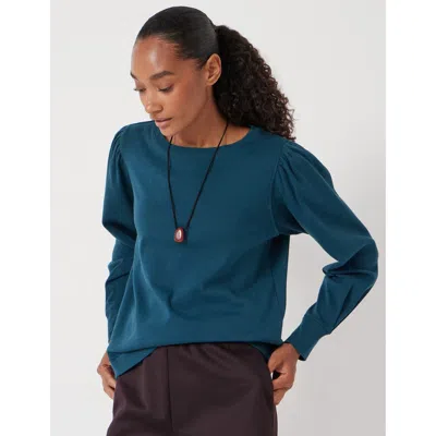 Hush Emily Puff Sleeve Cotton Jersey Top In Blue