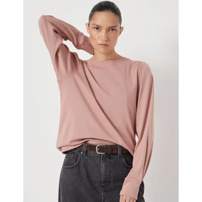 Hush Emily Puff Sleeve Cotton Jersey Top In Pink