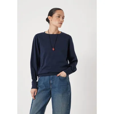 Hush Emily Puff Sleeve Relaxed Top In Blue