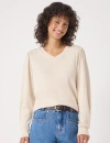 Hush Emily V-neck Puff Sleeve Top In Neutral