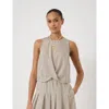 Hush Front Knot Crop Top In Multi