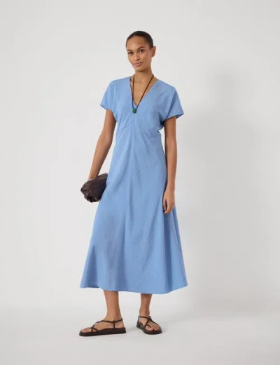 Hush Grace Air Flow V-neck Midi Dress In Blue