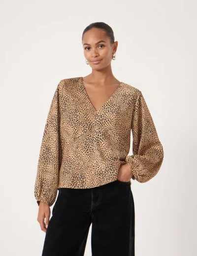 Hush Grace Satin Long Sleeve Top In Brown