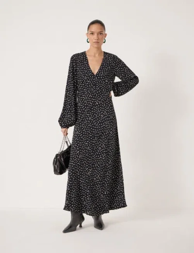 Hush Grace V-neck Long Sleeve Crepe Dress In Black