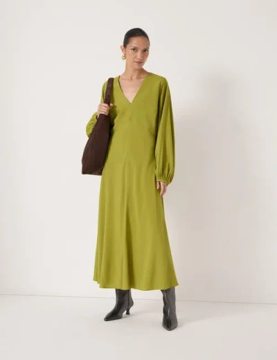 Hush Grace V-neck Long Sleeve Dress In Green