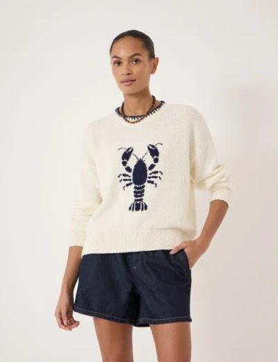 Hush Hallie Crew Neck Lobster Graphic Sweater In White