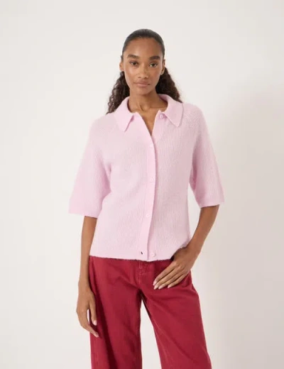 Hush Jinny Wool Blend Short Sleeve Cardigan In Pink