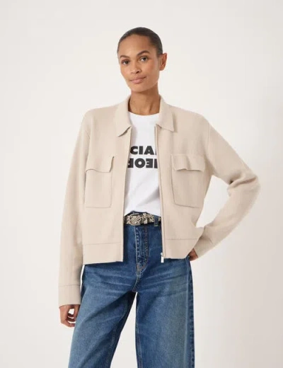 Hush Knitted Zip Front Jacket In Neutral