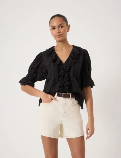Hush Koa Cotton Broderie Blouse In Black