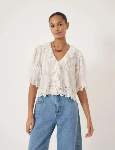 Hush Koa Cotton Broderie Blouse In White