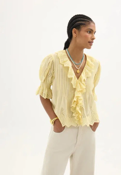 Hush Koa Cotton Broderie Blouse In Yellow