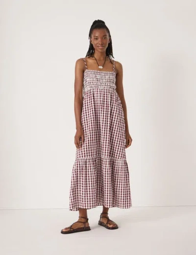 Hush Leni Shirred Gingham Beach Dress In Pink