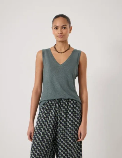 Hush Lio Linen V-neck Vest In Green