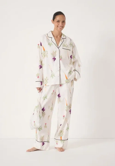 Hush Long Sleeve Brushed Cotton Pyjamas In Gray