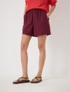 Hush Luce Linen Blend Pull On Shorts In Burgundy