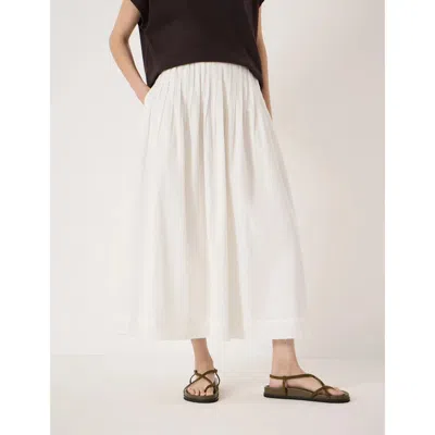 Hush Maddie Pleated Cotton Voile Midi Skirt In White