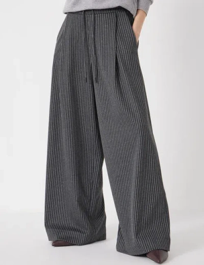 Hush Pinstripe Wide Leg Jogger In Blue