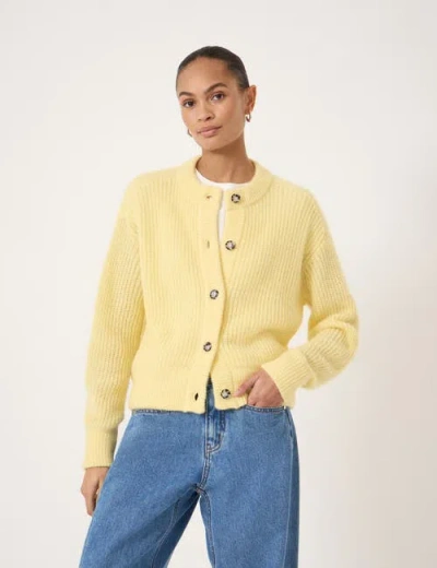 Hush Raven Wool Blend Cardigan In Yellow