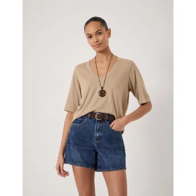 Hush Reece V-neck Drapey T-shirt In Neutral