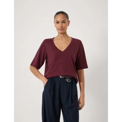 Hush Reece V-neck Drapey T-shirt In Red