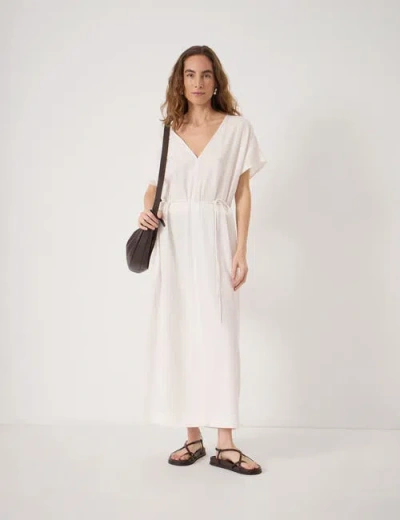 Hush Remy Pleated Linen Blend Midi Dress In White